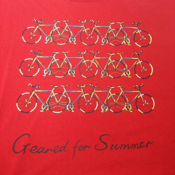 Vth 90s Mens L Geoffrey Beene Geared For Summer Bicycles T Shirt Bike Red Retro - Picture 1 of 5